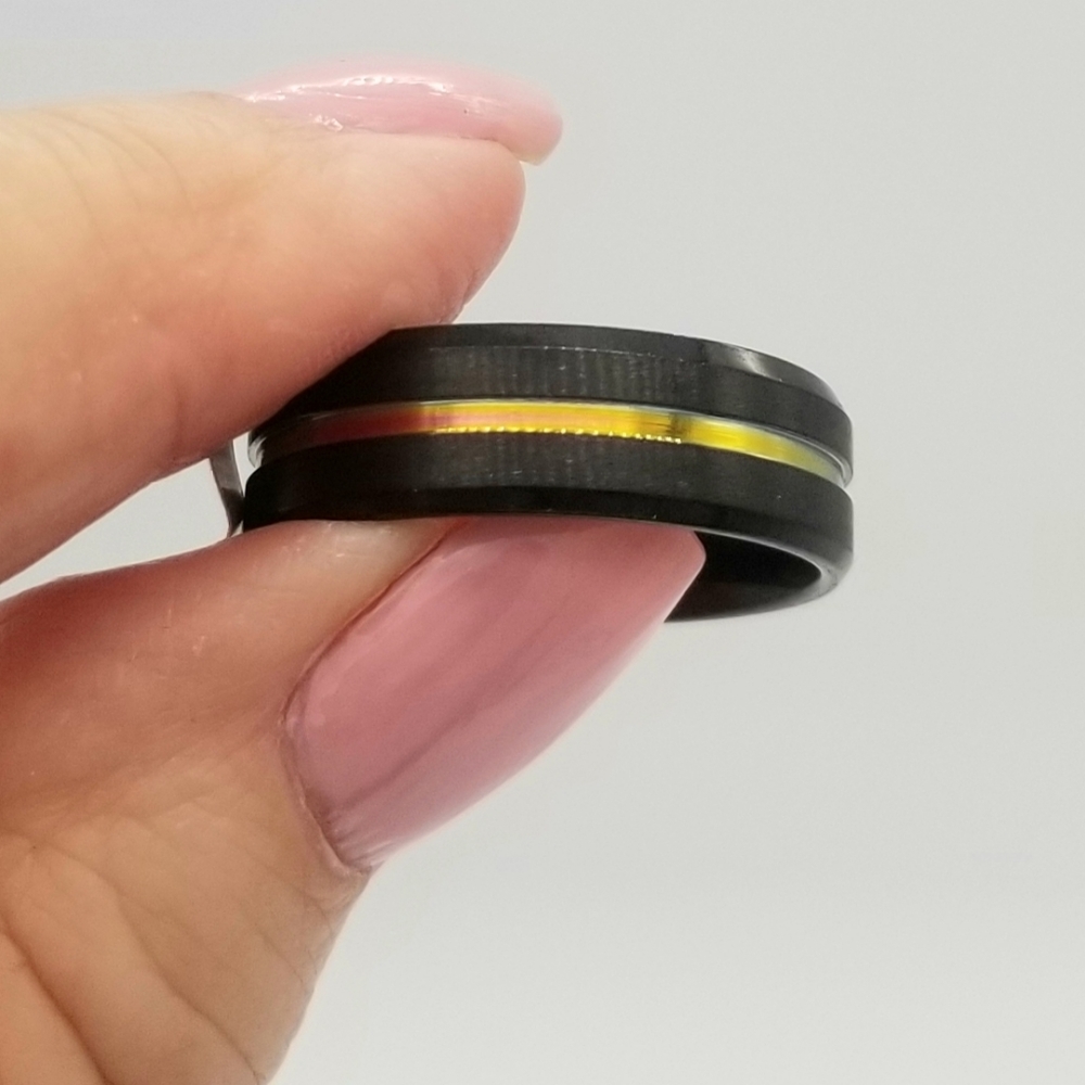 Black and rainbow ring